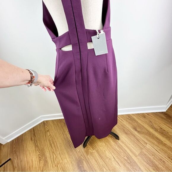 FRAMED Burgundy Deep-V Neck Evening Dress Cut-out Back Front Wrap Slit New Sz L - Picture 5 of 13